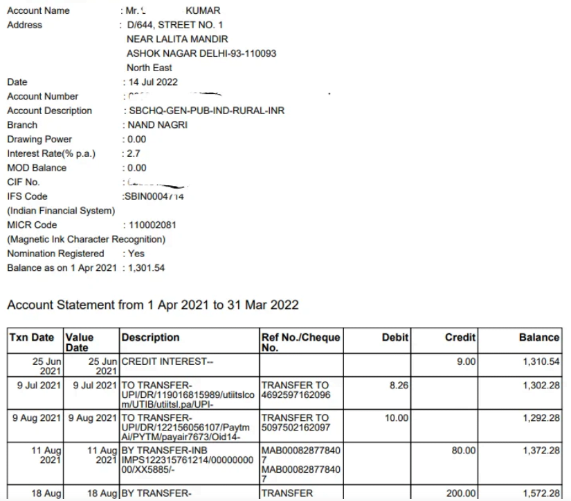 sharekhan bank account statement
